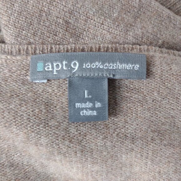 Apt. 9. beige tan brown argyle 100% Cashmere V-neck sweater ladies Large - Picture 6 of 6